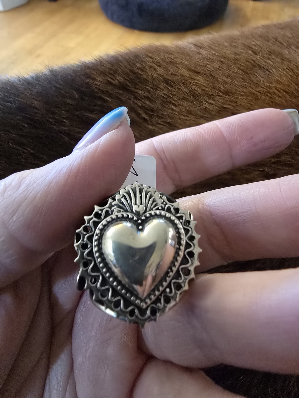 Taxco Sacred Heart Sterling Ring-sz 7.5 - Picture 5 of 5